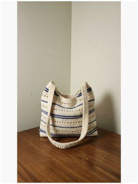 Handmade Crochet Tote, Polyester Cotton Rope, Lightweight Shoulder Purse